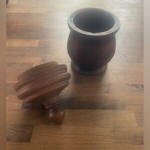 Hand carved wooden lidded box / urn (walnut)